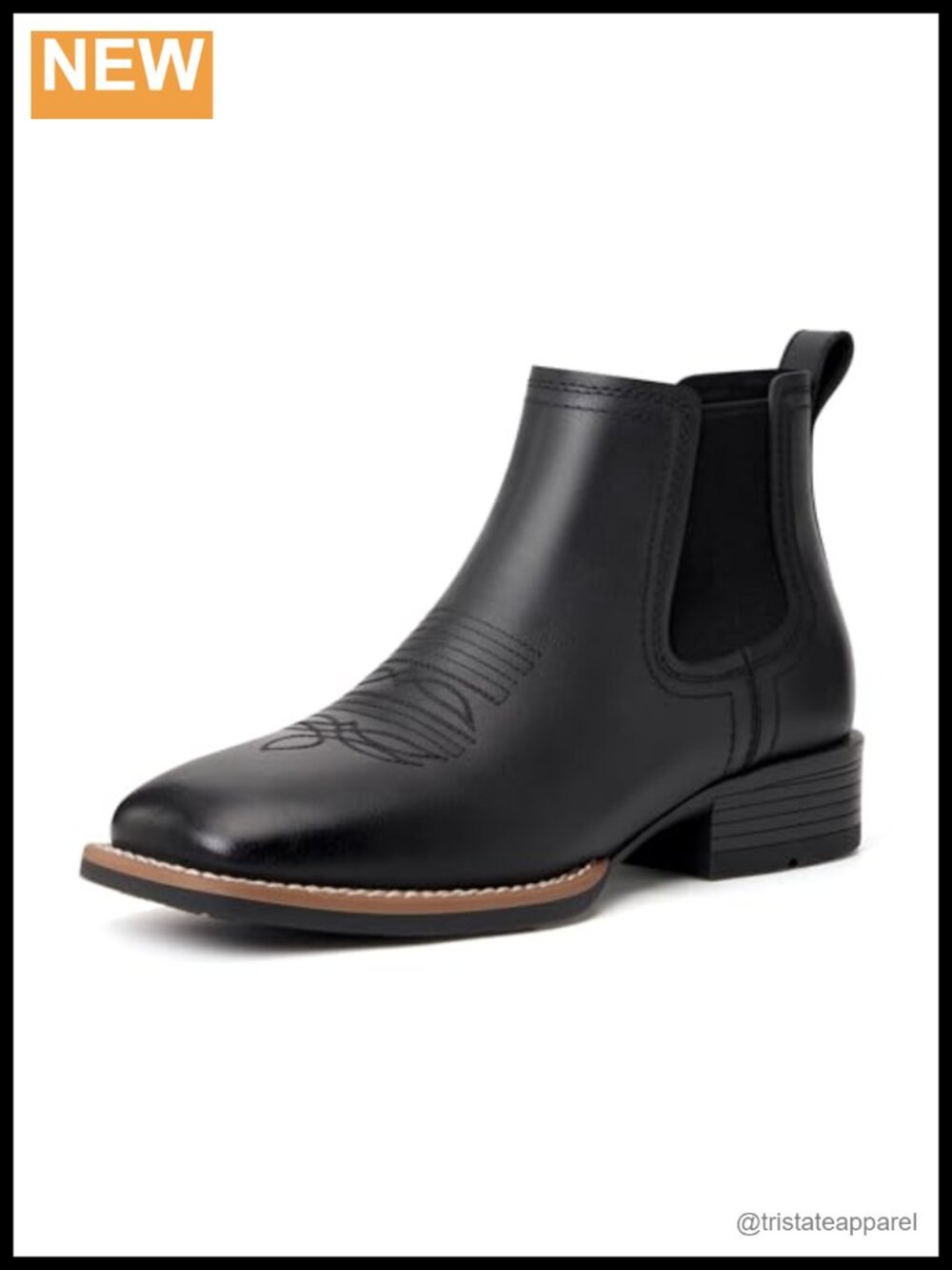 Men's Western Chelsea Boots Square Toe Pull-On 6-Inch Shaft Faux Leather
